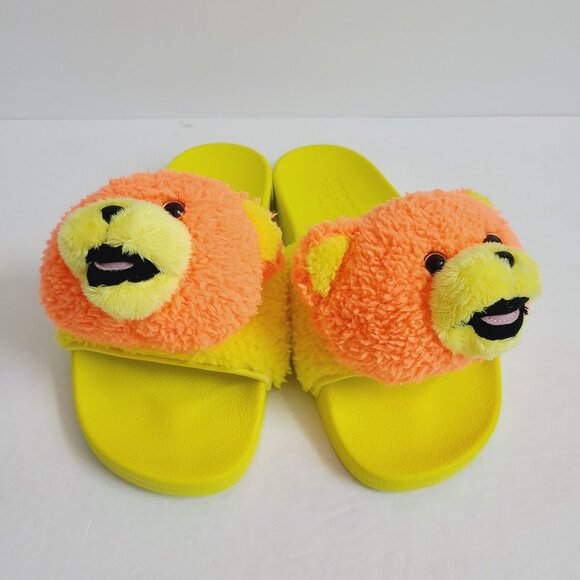 NEW Adidas Jeremy Scott Adilette Teddy Slides Q46582 Size 6 Yellow - Picture 2 of 7